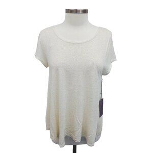 NWT Jennifer Lopez Short Sleeve Gold Sparkle Shirt Top S Criss-Cross Back *Flaw*